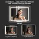 Snowdool LED Bathroom Mirror, 40"X28" with Front and Backlit, Anti-Fog, Bathroom Vanity Mirror for Wall, Memory Function, Stepless Dimmable, Tempered Glass (Horizontal/Vertical)