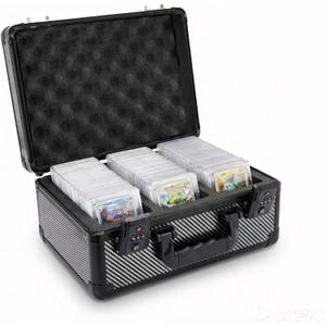 Graded Card Storage Box, Aluminum 3-Row Slab Case with TSA Lock, Holds 110+ PSA/BGS Slabs & Toploaders, Dustproof Travel Hard Case for Card Collectors