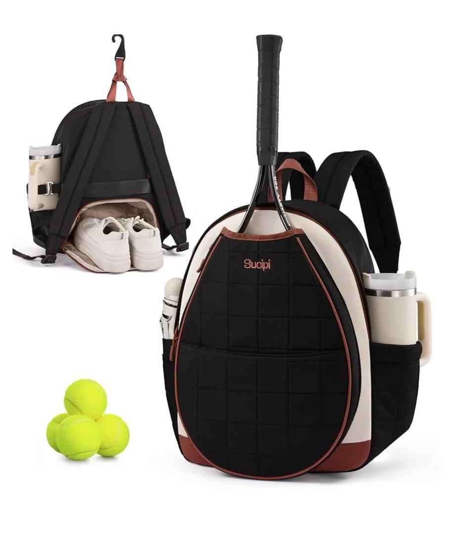 Sucipi Tennis Bags for Women, Quilted Tennis Racket Bag Backpack for Tennis Racquet, Pickleball Paddles, Badminton