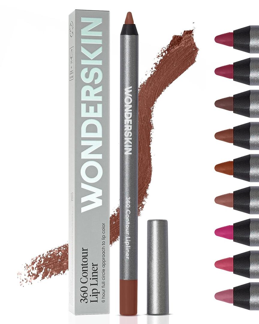 Wonderskin Lipliner Pencil - 360 Contour Lipliner, Long Lasting, Sharpenable Lip Pencil, Waterproof and Transfer-Proof Nude Lip Liner (Walnut)