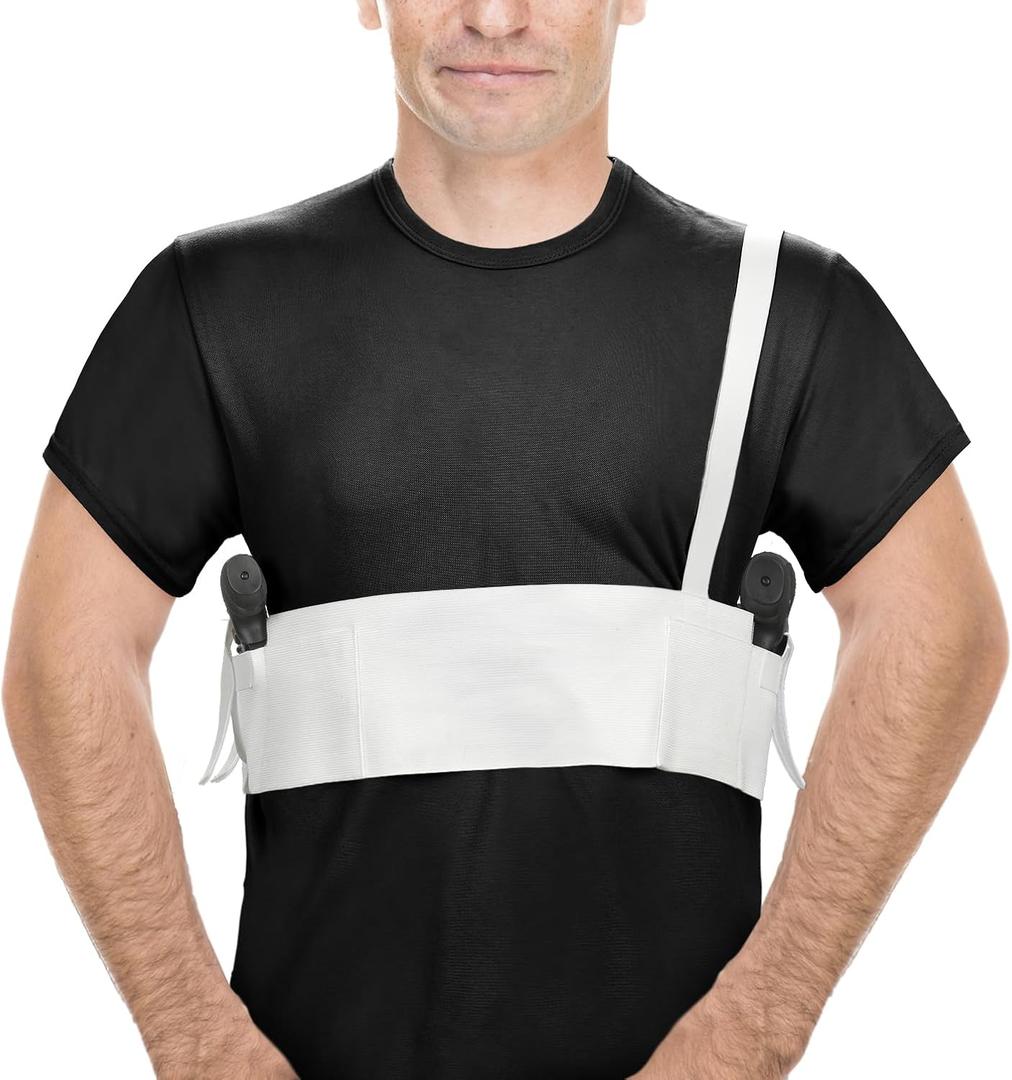 Deep Concealment Shoulder Holster Elastic Tactical Underarm Gun Holster for Men Women (M 33"-38", White)