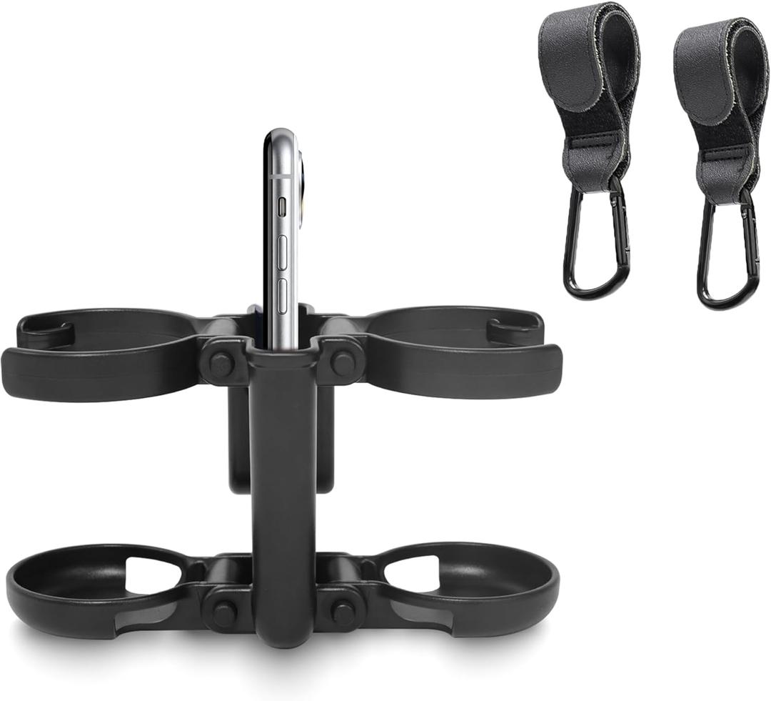 Baby Stroller Cup Holder with Hooks Phone Holder Baby Travel Essential Universal Stroller Accessories Attachment Bike Wheelchair