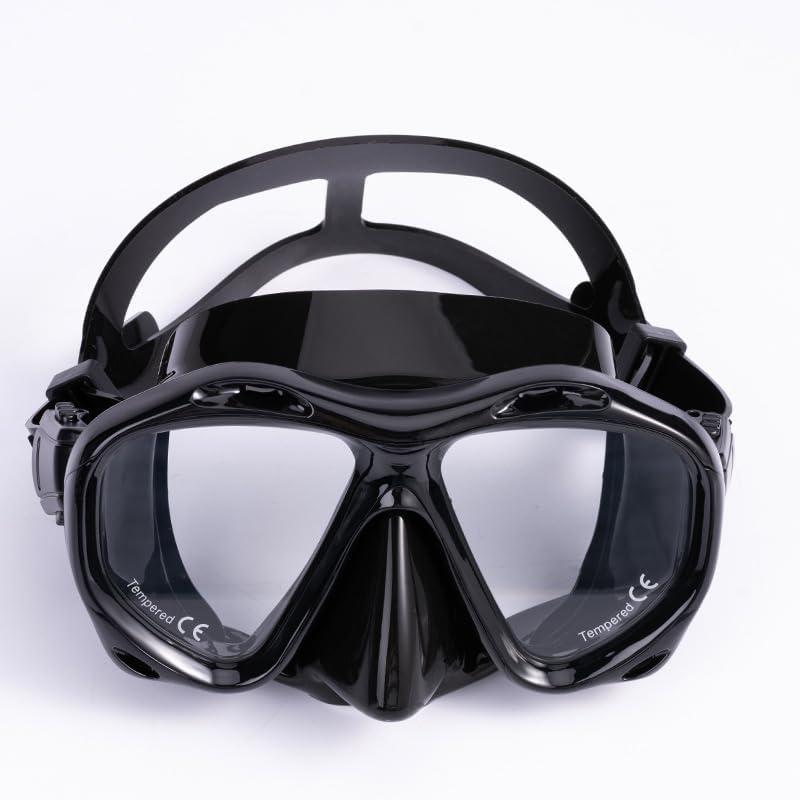 SummitRush Panoramic Anti - Fog Snorkeling Goggles for Adults - Scuba Diving Mask with Nose Cover for Men & Women - Ideal Snorkeling Gear for Diving & Swimming (Black)