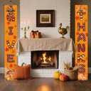 2 x OHOME Thanksgiving Decorations - GIVE THANKS Porch Banner | Fall Decor for Indoor Outdoor Outside - Friendsgiving Party Decorations Autumn Pumpkin Welcome Door Sign for Home Yard Wall (orange)