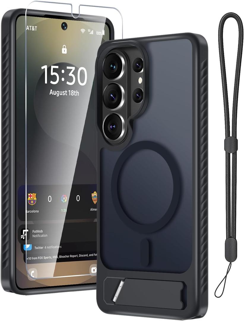 for Samsung Galaxy S26 Ultra Case with Screen Protector+Camera Lens Cover,Military Grade Heavy Duty Shockproof Phone Cover with Wrist Lanyard Strap for Samsung S26Ultra