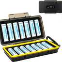 JJC 14 Slots 18650 Battery Case with Carabiner, Water-Resistant and Shockproof Battery Storage for 14 x 18650, 18650 Organizer Box