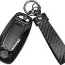 Fit for Nissan Pathfinder Key Fob Cover 2025, Smart Key Case for Altima Rogue Ariya Kicks 3/4/5 Button, Keys Shells with Carbon Fiber Keychain(RCTMB Black)