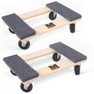 MaxWorks 50856 1320 lbs. Capacity 18 in. x 12 in. Hardwood Furniture Moving Dolly, KD Version Two Pack