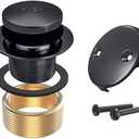 Tub Drain Tip-Toe Trim Set with Two-Hole Overflow Faceplate,Bath Tub Drains Conversion Kit with Universal Fine/Coarse Thread,Replacement Bathtub Drain Stopper Assembly(Matte Black)