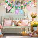 2 x Frienda 4 Pcs Spring Garland Decorations Felt Pompom Ball Garlands Hello Spring Tulip Flower Banner for Holiday Birthday Party Carnival Decoration Photo Prop Nursery Easter Farmhouse Decor