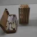 CAROTE 11 Pieces Knife Set with Block for kitchen, Stainless Steel Razor-Sharp Blade, Triple Riveted Ergonomic Handle, Wooden Magnetic Block, Essential Knife Block Set, Beige (White-WS)