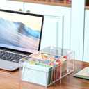 Mooliwe Index Card Holder Clear Acrylic Card Organizer 50 Pcs Divider Sheets for Desk File Note Holders, 4 Compartments Holds 600 Cards(3 x 5 Inch)