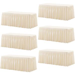 Wish Care 6 Pack Light Champagne Rectangle Table Clothes for 6 Foot Tables, Polyester Fitted Tablecloths 6ft Stretch Table Cover for Wedding, Birthday, Parties, Trade Show, Craft Show (72" x 30" (6 Ft - 6 Pcs))