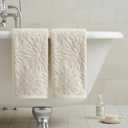 Artoid Mode 2 Pcs Beige 3D Dahlia Floral Jacquard Hand Towels for Bathroom, 100% Cotton Soft Absorbent Bathroom Decor Towels, 13.7 x 29.5 Inch