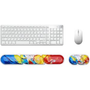 Keyboard and Mouse Wrist Rest, Silicone Gel Ergonomic Mouse Pad with Wrist Rest Set, Gaming Mousepad Arm Cushion Support for Computer Office Desk Accessories (Clear Gel Colorful - 2)