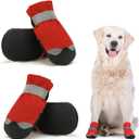 Waterproof Dog Shoes for Large Medium Dogs - Winter Snow Dog Booties Paw Protection with Adjustable Straps Rugged Anti-Slip Sole - Hiking Outdoors Pet Boots Paw Protectors Comfortable (5#, Red)