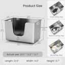 Enclosed Stainless Steel Cat Litter Box 13.8 High Sides, Extra Large Litter Box for Big Cats, XL Metal Kitty Litter Pan Pet Toilet with Wheels for Easy Mobility, Anti-Leakage, Non-Sticky, Easy Clean, Size: 22.8"L x 14.9"W x 13.8"H