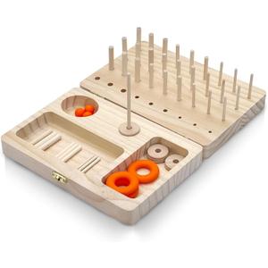 Wooden Pegboard Hand Therapy Tool, 36-Hole Finger Exercise Board with Pegs for Adults, Occupational Therapy & Rehabilitation to Improve Fine Motor Skills