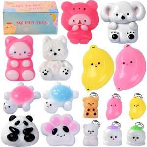 16 Pack Taba Squishy Toys, Mochi Squishies Stress Relief Fidget Toys for for Kids and Adults, Birthday Party Favors for Boys and Girls, Easter Gifts Easter Basket Stuffers Classroom Prizes