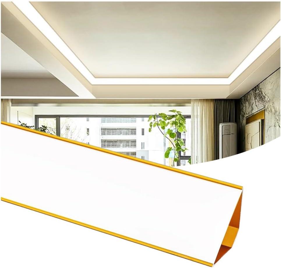 6 Pack 3.2ft LED Channel Aluminum Crown Moulding LED Diffuser Track for Ceiling Indirect Lighting, Top Corner Aluminum Strip for Ceiling Lighting Cornice Coving Decor (Gold)