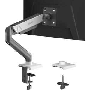 AOC Monitor Mount, Adjustable Single Monitor Arm for 1732 Inch Screens, Fits 4.419.8lbs, Cable Management, VESA 75x75/100x100, C-Clamp & Grommet Base (Grayish white)