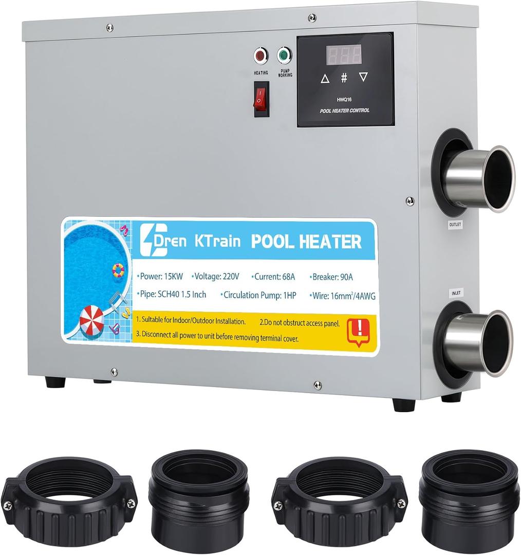 Pool Heater 9KW 220V, Upgrade Electric Swimming Pool Heaters Hot Tub Water Thermostat with Touchscreeen for Above Ground Inground Pool, Spa, Bathtub (9KW)