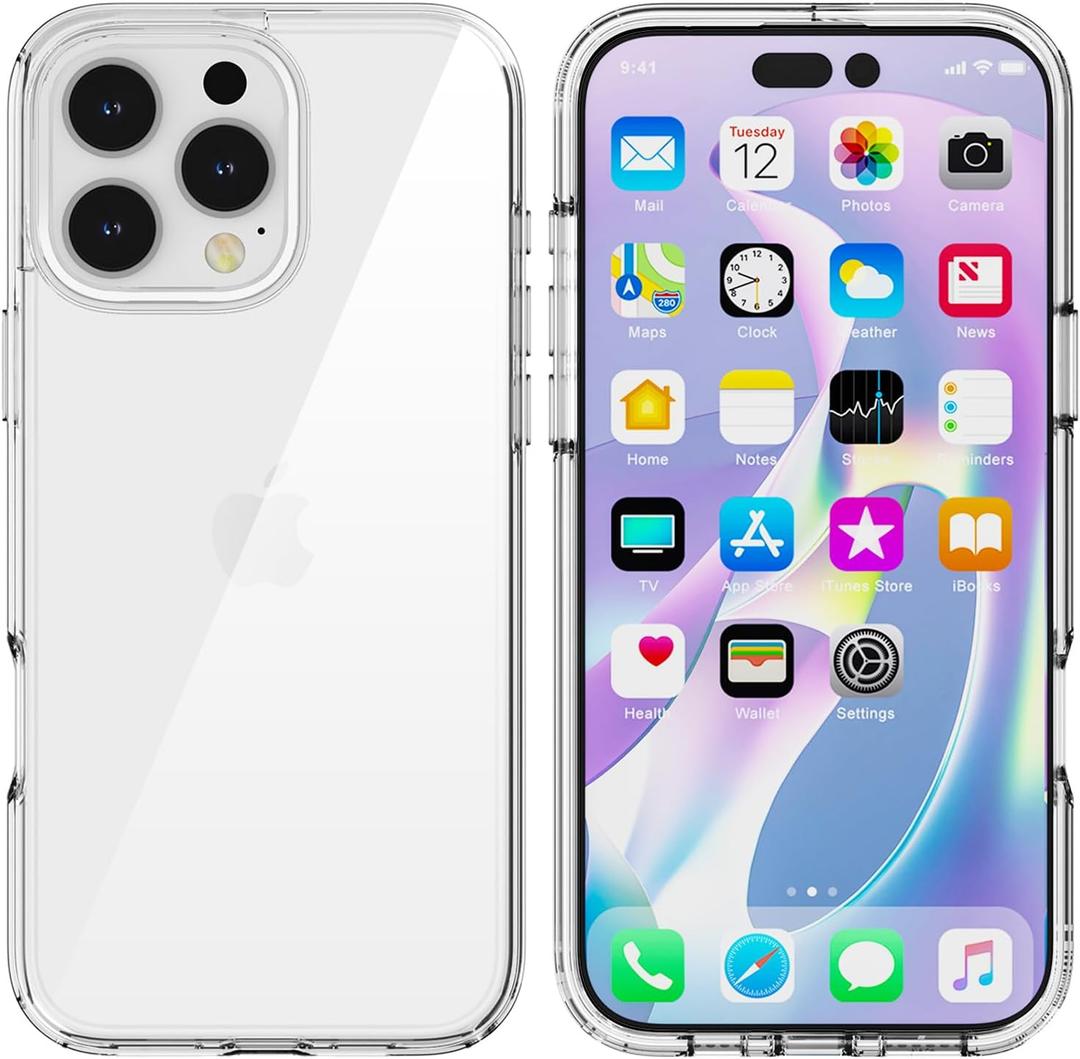 TENOC Phone Case Compatible with iPhone 16 Pro Max, Clear Case Shockproof Protective Bumper Slim Cover for 6.9 Inch