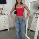 Camisole Tops for Women Sleeveless Adjustable Spaghetti Strap Tank Tops Y2K Basic Shirts(Red,Large) (Red, L)