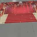 Red Carpet Backdrop 7 x 5 ft Red Curtain Staircase Movie Star Event Photo Background, Movie Night Golden Glitter Event Banner for Birthday Party Photography Pops Supplies Decor