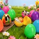 MGparty 50 Pcs 3.5" Large Fillable Easter Eggs with 8 Golden Eggs, Plastic Easter Eggs Empty Bulk for Egg Hunt, Easter Basket Stuffers, Party Favors and Decorations