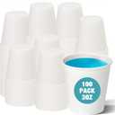 100 Pack 3 oz Paper Cups - Disposable Bathroom Cups for Mouthwash, Rinsing, & Dental Care | Also Ideal as Small Coffee Cups, Espresso Cups | Sturdy Paper Construction, Leak Resistant