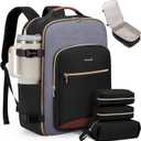 LOVEVOOK 50L Travel Backpack for Women & Men, Airline Approved Carry On Luggage with 3 Packing Cubes, TSA Overnight Bags, Waterproof Personal Item Bag, Weekender Essentials Backpacks Fits 17" Laptop (Black-grey-brown)