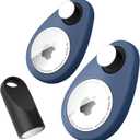 Airtag Holder for Kids Baby Toddler Hidden 2 Pack GPS Tracker Case, Anti-Removal Airtag Silicone Case with Safety Pins, Suitable for Children, Elderly, Pets, Backpack, Luggage (Blue+Blue)