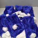 ZHXJKHKY 6 Pack Santa Hats - Blue Velvet Christmas Deluxe Plush Hats for Men & Women, Family Party Xmas Decor (6, Blue)