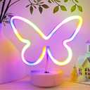 Butterfly Neon Sign Led Lights Birthday Party Decorations Colorful Lamp, USB/Battery Powered Butterfly Room Decor Girls Accessories for Classroom Nursery Table Home Bedroom Christmas (Multicolored)