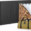 GARDENWORK 8FT Firewood Rack Outdoor with Cover,Heavy Duty Fire wood Log Holder,Wood Storage Racks with 600D Oxford Cover for Indoor and Outdoor with Firewood Bag