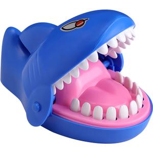 Shark Bite Game for Kids Biting Finger Push Teeth Down Funny Board Games (Blue Shark)