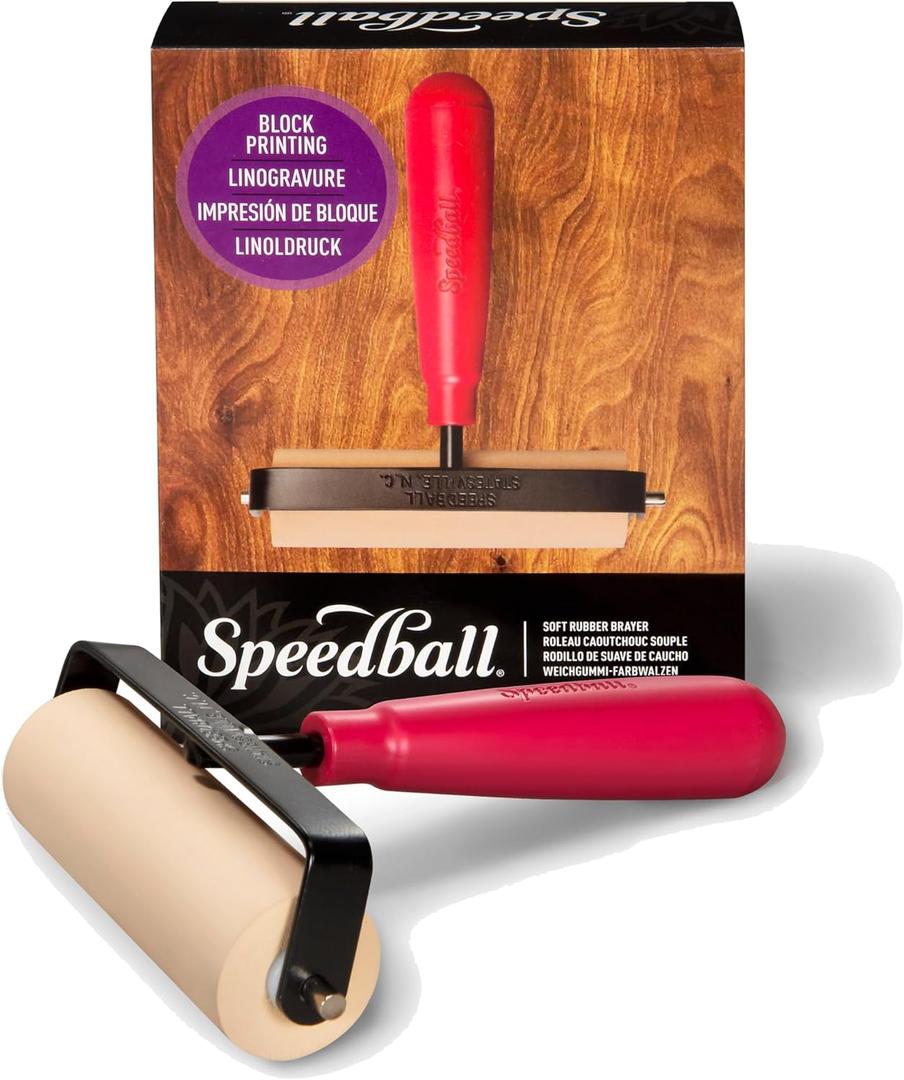 Speedball 4126 Deluxe Soft Rubber Brayer - 40/42 Durometer Roller with Heavy Duty Steel Frame - 4 Inches Speedball 4126 Deluxe Soft Rubber Brayer - 40/42 Durometer Roller with Heavy Duty Steel Frame - 4 Inches