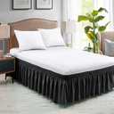 FreshCulture Queen Bed Skirt, Elastic Wrap Around Bed Skirt Queen Size, Bed Skirts for Adjustable Bed, Easy Fit with 15-Inch Tailored Drop, Hotel Quality Dust Ruffle for Queen Bed (Black)