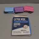 (XL)Doctor's Select 3 Pairs Plus Size Compression Socks Wide Calf  | 20-30 mmHg Compression Socks for Women Wide Calf | Blue, Pink, Purple (Stripes)