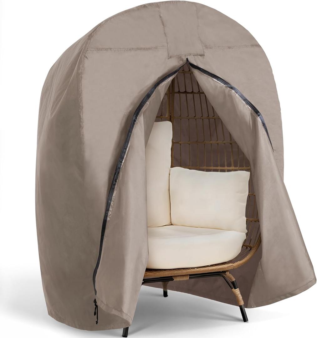 SUNCREAT Lawn Egg Chair Cover, Patio Rain Cover for Indoor Outdoor Chair, Medeium Size, Brown (Medium)