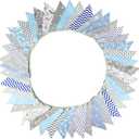 G2PLUS 39Ft Triangle Bunting Banner, 42pcs Cotton Pennant Banner, Grey Blue Reusable Floral Triangle Flags Party Decoration for Birthday, Wedding, Baby Shower, Room Decor