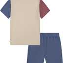 Levi's Boys' and Baby Graphic T-Shirt and Shorts 2-Piece Outfit Set (Beige, 7)