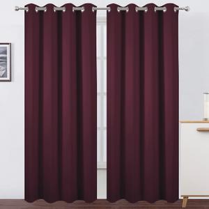 LEMOMO Burgundy Red Thermal Blackout Curtains/52 x 95 Inch/Set of 2 Panels Room Darkening Curtains for Bedroom