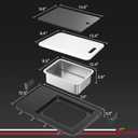 Utheer Front Folding Grill Table for Weber Searwood 600 23" x 12.5" Large Front Shelf with Stainless Steel Basin, Works Cutting Board, Lid & 5 Hooks, Heavy-Duty Weber Searwood 600 Accessories