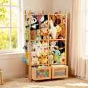 Stuffed Animal Storage with Two Wooden Drawers, 280L Extra Large Capacity Plush Toy Organizer Tower, Solid Wood Stuffed Animal Zoo Storage for Bedroom, Playroom&Home Organization