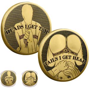 5 x 2PCS Double-Sided Beautiful Woman Coins,Funny Adult Coins - Heads and Tails for Prank Games, Lucky Tokens& Valentine's Novelty Gifts (Golden)