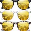 Okany Blue Light Blocking Glasses for Women Men, Round Computer Glasses, Anti-Glare/UV/Glare Gaming Glasses (3 Pack Black + White + Leopard)
