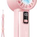 AMACOOL Handheld Fan with Ice Cooler, Mini Portable Fan Rechargeable, 18Hrs Cooling, 0-100 Adjustable Speed, Small Yet Powerful, Personal Hand Fans for Travel, Beach, Outdoor, Makeup, Gifts for Women (Pink)