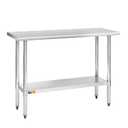 Treshin Stainless Steel Table 18" X 48" | Commercial Heavy Duty Prep & Work Table with Undershelf for Kitchen, Restaurant, Home, Hotel
